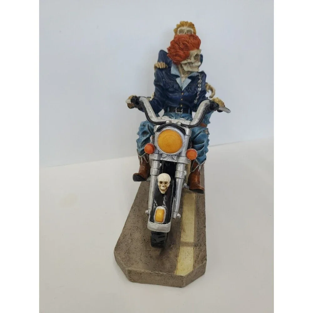 Figurine-Skull Lovers Riding Motorcycle By Studio Collection/Pacific/Resin/5058 - Picture 3 of 16